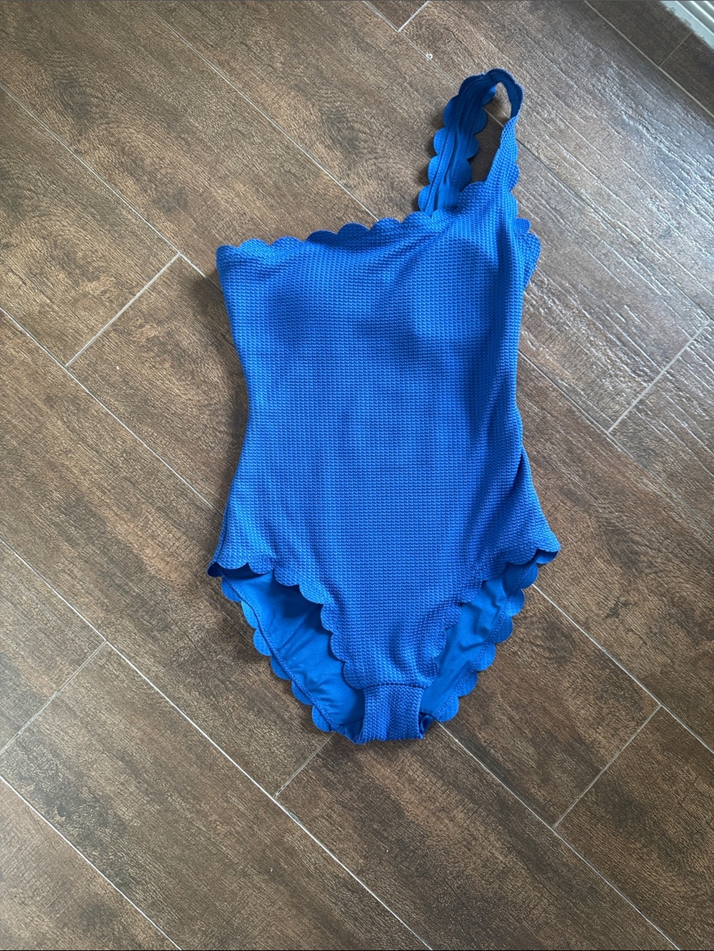 Aerie One-Shoulder Scallop Edge Blue Swimsuit